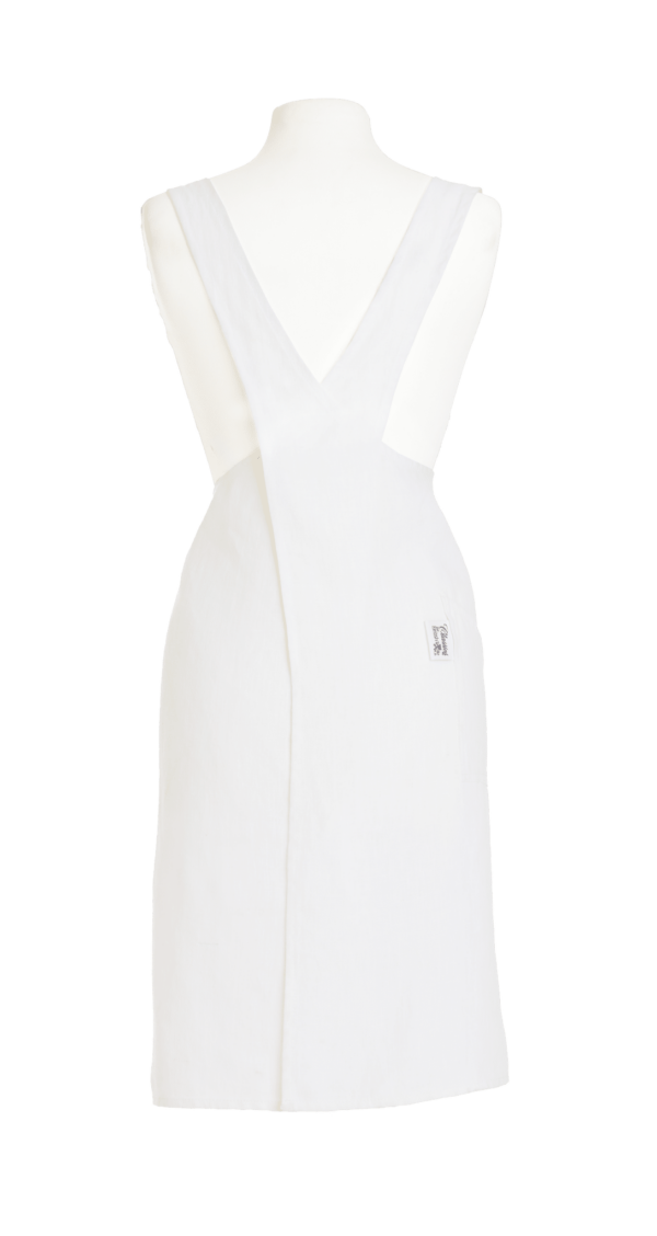 British Textile Linen Crossover White Apron - Image 2