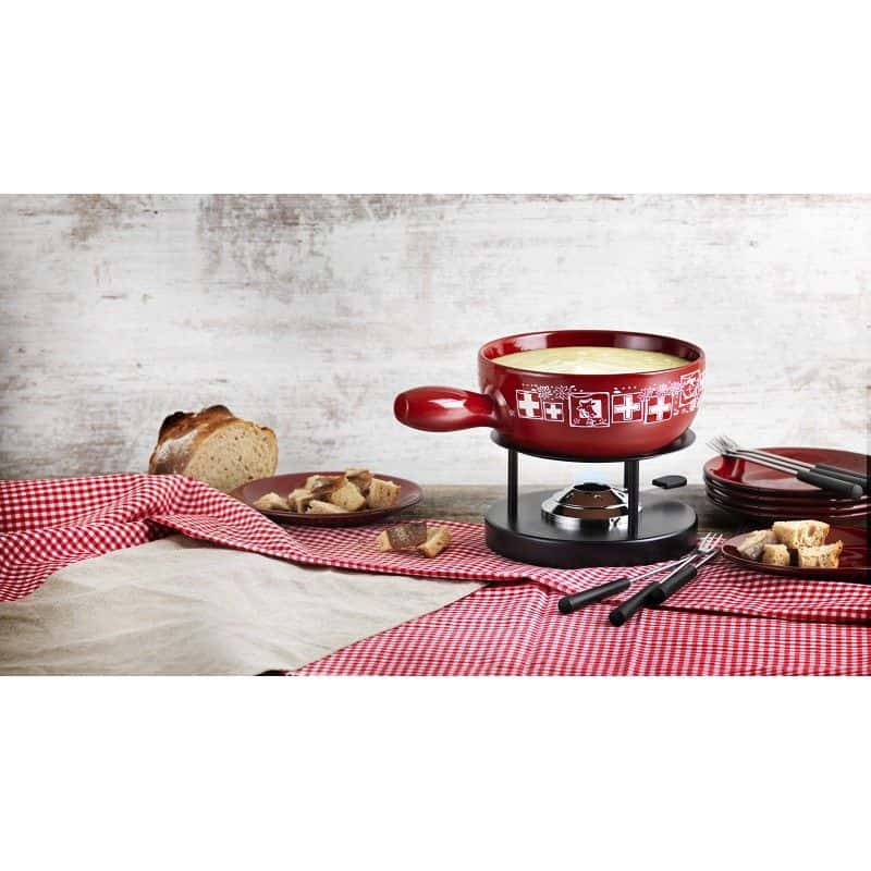 Kuhn Rikon Cheese Fondue Set Swiss Red Clay Stuff for the Kitchen