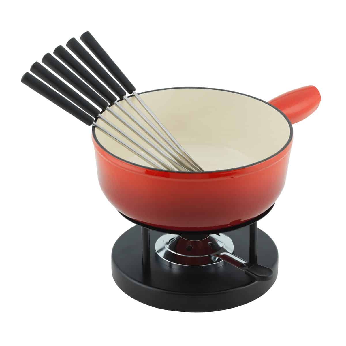 kuhn-rikon-new-cheese-fondue-set-induction-cast-iron-24cm-red.jpg Kuhn Rikon Cheese Fondue Set Red 24 cm - Image 1
