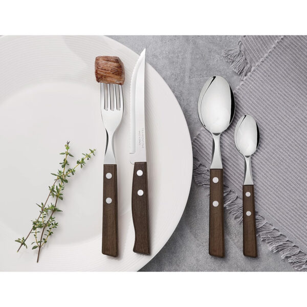 Tramontina 24 Piece Cutlery Set - Stainless Steel/Wood Cutleries - Image 2