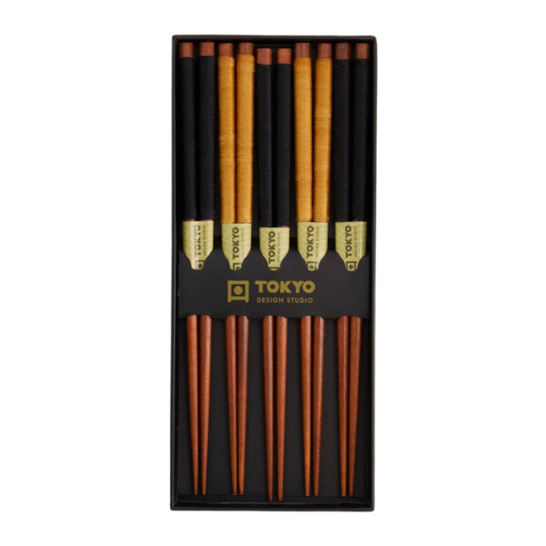 Tokyo Design Studio Wooden Chopstick Gift Set - Gold Umbrella - Image 4