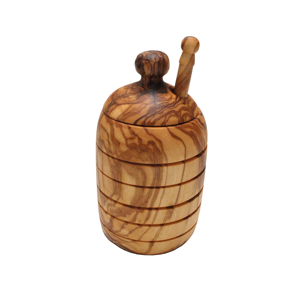 image-1.jpg Olivewood Honey Pot & Dipper - Image 1