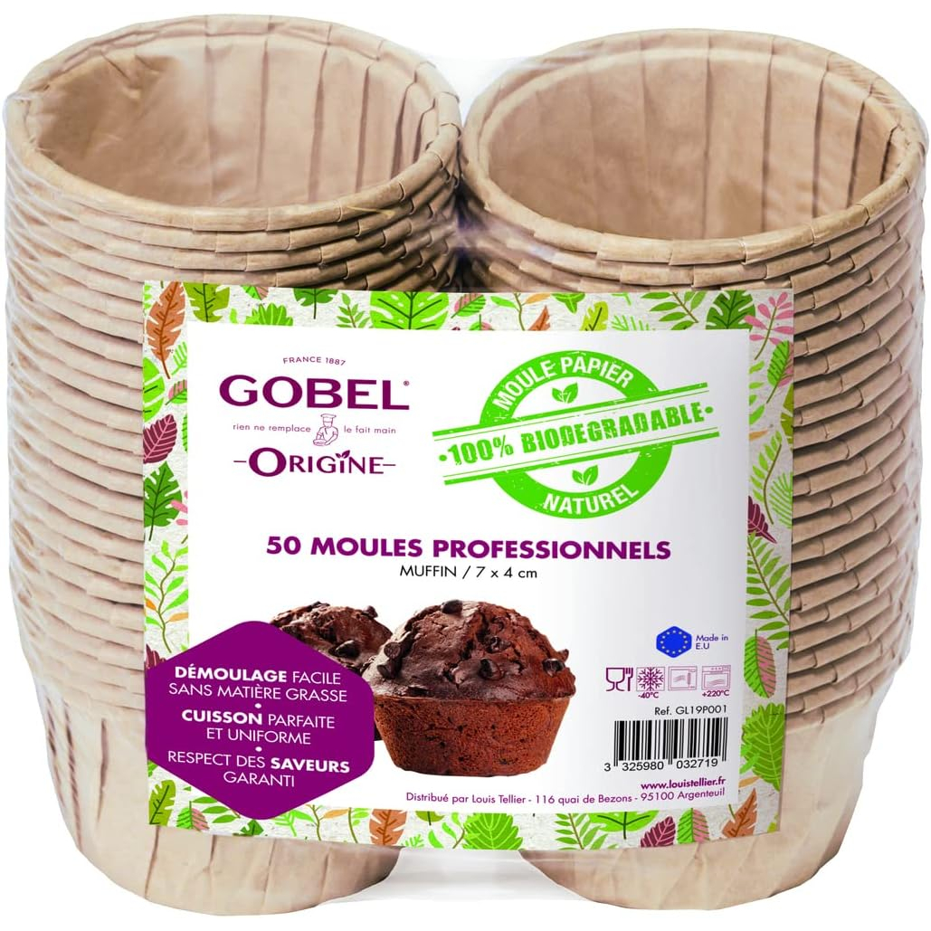 pack-of-50-professional-muffin-molds-origine-biodegradable-paper-72-x-4-cm-3325980032719-.jpg Gobel Biodegradable Paper Muffin Moulds - Pack of 50 - Image 1